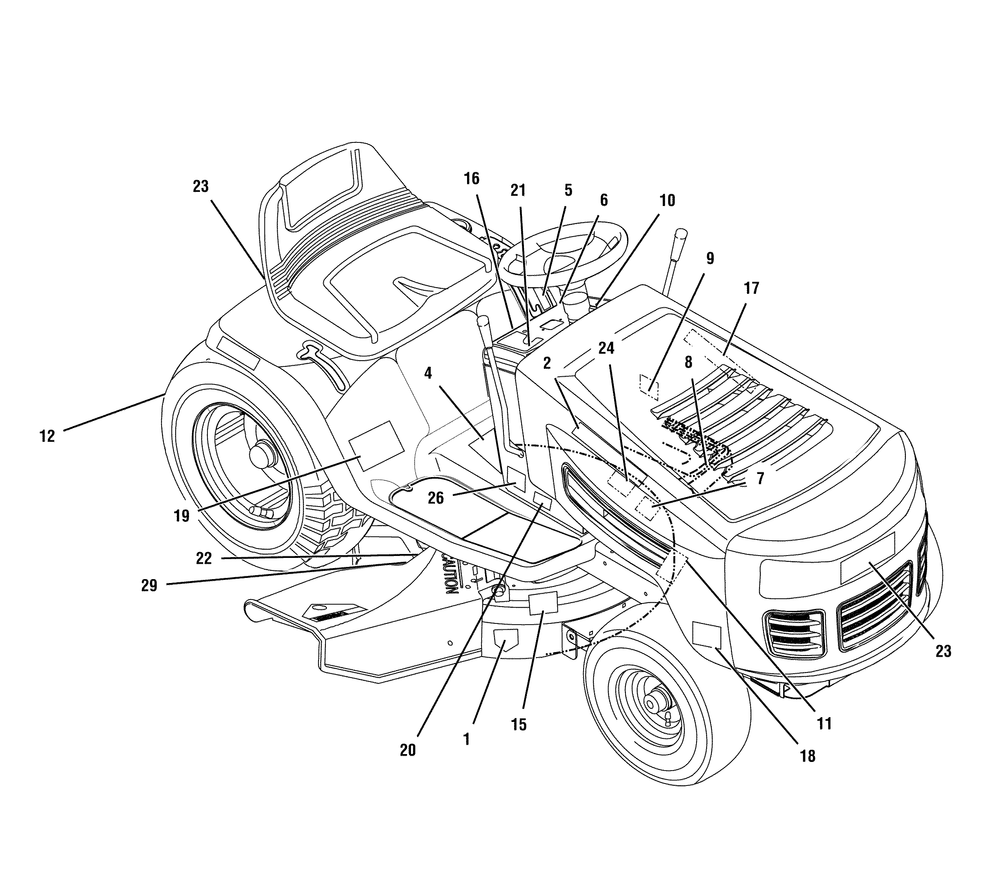 Decals Diagram and Parts List for 7800295-405012X108 2008 Briggs and Stratton Lawn Tractor